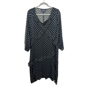 Anthropologie Maeve Black And White Semi Sheer Polka Dot Dress Size Small Midi
